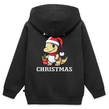 Frohe Dino Weihnachten! Süßer Dino Groß und Klein - Kinder Premium Organic Zip Hoodie - Schwarz - Hinten - AI Model Kid Male (0cm)