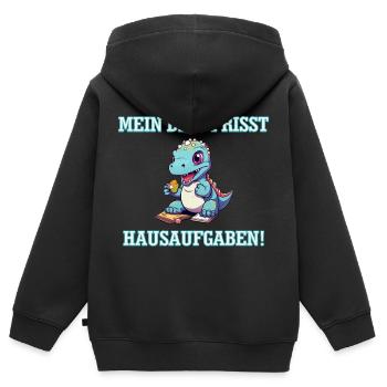 Mein Dino frisst Hausaufgaben! - Kinder Premium Organic Zip Hoodie - Schwarz - Hinten - AI Model Kid Male (0cm)