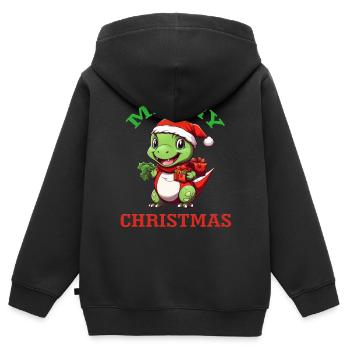 Frohe Dino Weihnachten! Süßer Dino Groß und Klein - Kinder Premium Organic Zip Hoodie - Schwarz - Hinten - AI Model Kid Male (0cm)