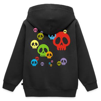 Mehrfarbiger Manga-Schädel - Kinder Premium Organic Zip Hoodie - Schwarz - Hinten - AI Model Kid Male (0cm)