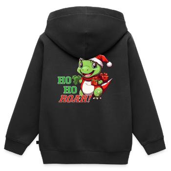 Ho Ho Roar! | Cute dinosaur with Santa hat - Kids Premium Organic Zip-up Hoodie - black - Back - AI Model Kid Male (0cm)