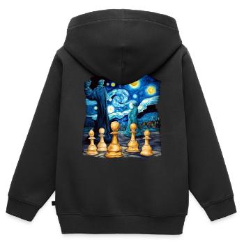 Echecs au clair de lune - Sweat Premium à capuche zippé enfant bio - noir - Dos - AI Model Kid Male (0cm)