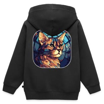 Bunte Aquarellfarbe der braunen Katzenrasse Havanna - Kinder Premium Organic Zip Hoodie - Schwarz - Hinten - AI Model Kid Male (0cm)