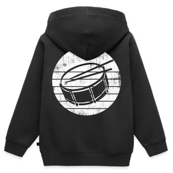 Dessin de caisse claire - Sweat Premium à capuche zippé enfant bio - noir - Dos - AI Model Kid Male (0cm)
