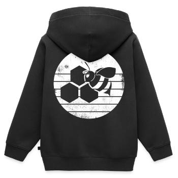Honigbiene Skizze - Kinder Premium Organic Zip Hoodie - Schwarz - Hinten - AI Model Kid Male (0cm)