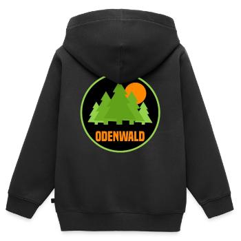 odenwald - Kinder Premium Organic Zip Hoodie - Schwarz - Hinten - AI Model Kid Male (0cm)