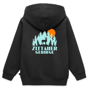 Zittauer Gebirge - Kinder Premium Organic Zip Hoodie - Schwarz - Hinten - AI Model Kid Male (0cm)