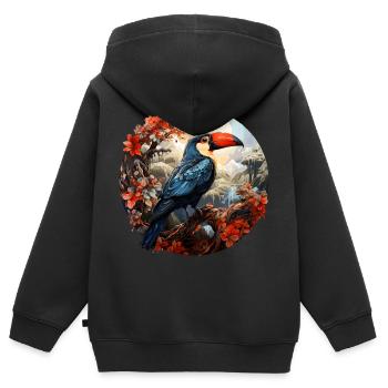 Toucan - Kids Premium Organic Zip-up Hoodie - black - Back - AI Model Kid Male (0cm)