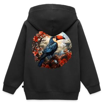 Toucan retro style - Kinder Premium Organic Zip Hoodie - Schwarz - Hinten - AI Model Kid Male (0cm)