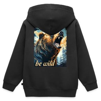 Sauvage - Sweat Premium à capuche zippé enfant bio - noir - Dos - AI Model Kid Male (0cm)