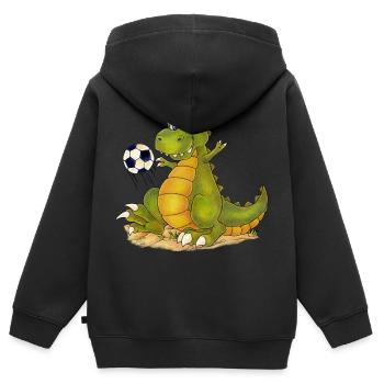 Niedlicher Fußball Dino zum Geburtstag Kinder - Kinder Premium Organic Zip Hoodie - Schwarz - Hinten - AI Model Kid Male (0cm)