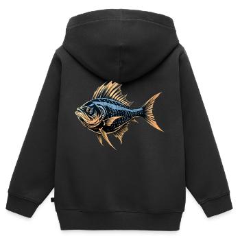 Fish - Kinder Premium Organic Zip Hoodie - Schwarz - Hinten - AI Model Kid Male (0cm)