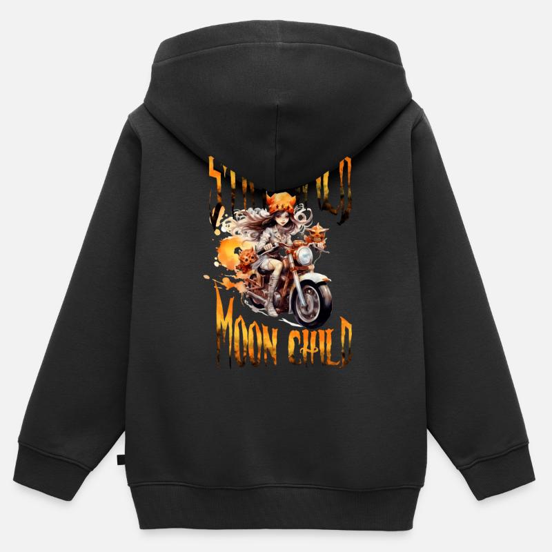 Halloween Horreur de la citrouille - Sweat Premium à capuche zippé enfant bio - noir