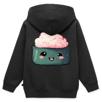 Sushi - Sweat Premium à capuche zippé enfant bio - noir - Dos - AI Model Kid Male (0cm)