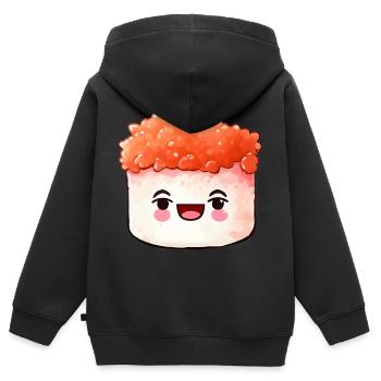 Sushi - Sweat Premium à capuche zippé enfant bio - noir - Dos - AI Model Kid Male (0cm)