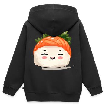 Sushi - Sweat Premium à capuche zippé enfant bio - noir - Dos - AI Model Kid Male (0cm)