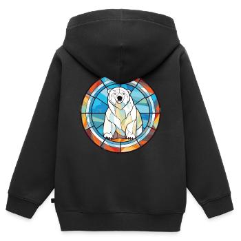 Eisbär Bunte Aquarell-Tierillustration - Kinder Premium Organic Zip Hoodie - Schwarz - Hinten - AI Model Kid Male (0cm)