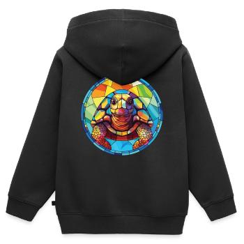 Schildkröte Buntes Aquarell Tier Haustier Illustration - Kinder Premium Organic Zip Hoodie - Schwarz - Hinten - AI Model Kid Male (0cm)