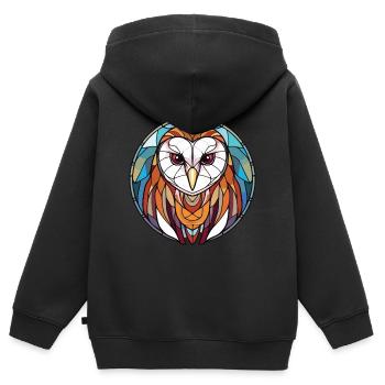 Schleiereule Bunte Aquarell-Tierillustration - Kinder Premium Organic Zip Hoodie - Schwarz - Hinten - AI Model Kid Male (0cm)
