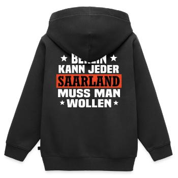 Saarland - Kinder Premium Organic Zip Hoodie - Schwarz - Hinten - AI Model Kid Male (0cm)