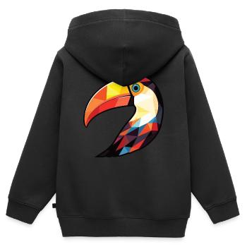 Toucan Colorful Watercolor Animal Pet Illustration - Kids Premium Organic Zip-up Hoodie - black - Back - AI Model Kid Male (0cm)