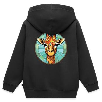 Giraffe Bunte Aquarell-Tierillustration - Kinder Premium Organic Zip Hoodie - Schwarz - Hinten - AI Model Kid Male (0cm)