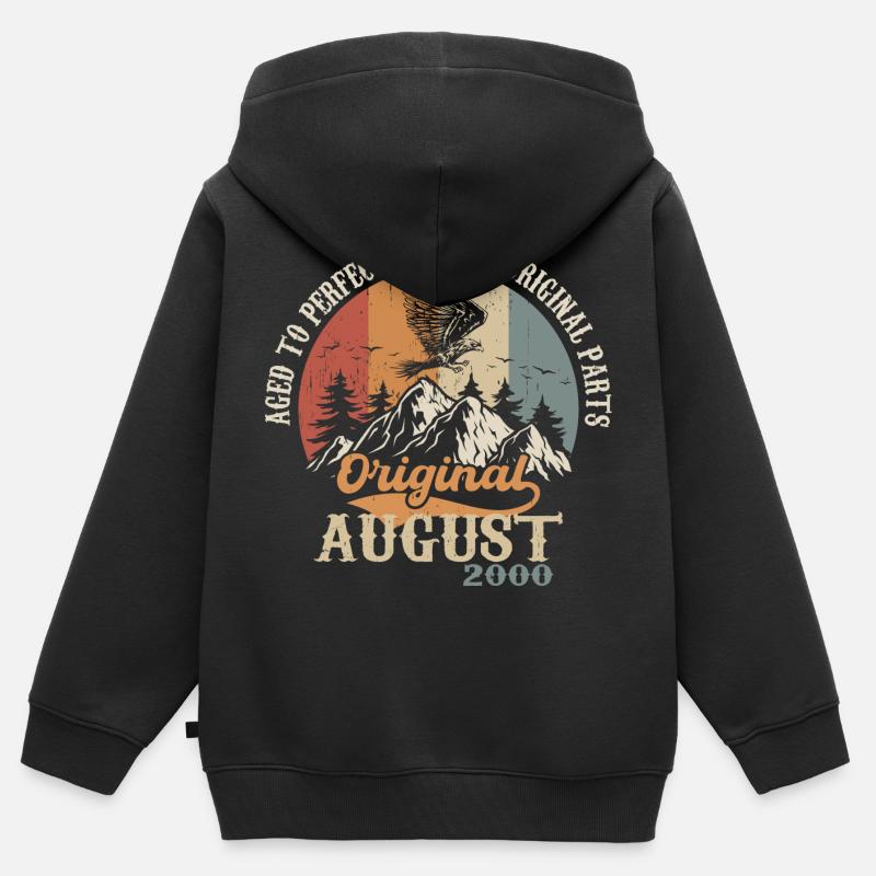 August 2000 Vintage Retro Geburtstag Geschenk 2000 - Kinder Premium Organic Zip Hoodie - Schwarz