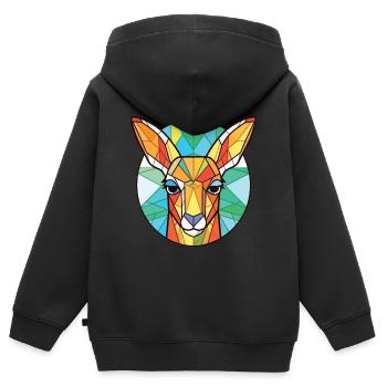 Känguru Bunte Aquarell-Tierillustration - Kinder Premium Organic Zip Hoodie - Schwarz - Hinten - AI Model Kid Male (0cm)