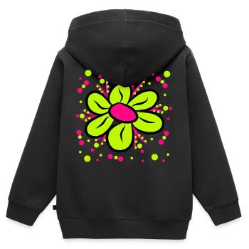 buntes Blumenmuster Margeriten Blüte Blumenranke - Kinder Premium Organic Zip Hoodie - Schwarz - Hinten - AI Model Kid Male (0cm)