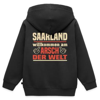 Saarland - Kinder Premium Organic Zip Hoodie - Schwarz - Hinten - AI Model Kid Male (0cm)