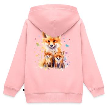 Aquarell Fuchs, Fuchs, Hipster, Swag - Kinder Premium Organic Zip Hoodie - Rosa - Hinten - AI Model Kid Female (0cm)