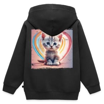 Warm cat - Kids Premium Organic Zip-up Hoodie - black - Back - AI Model Kid Male (0cm)