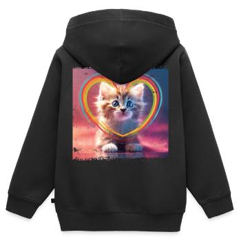 Warm cat - Kids Premium Organic Zip-up Hoodie - black - Back - AI Model Kid Male (0cm)