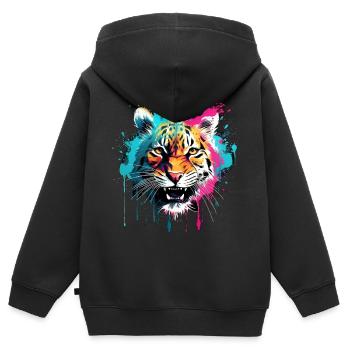 Tiger - Kinder Premium Organic Zip Hoodie - Schwarz - Hinten - AI Model Kid Male (0cm)