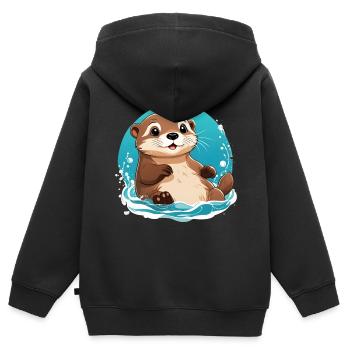 Otter - Kinder Premium Organic Zip Hoodie - Schwarz - Hinten - AI Model Kid Male (0cm)