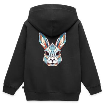 Weißes Kaninchen Bunte Aquarell-Tierkarikatur - Kinder Premium Organic Zip Hoodie - Schwarz - Hinten - AI Model Kid Male (0cm)