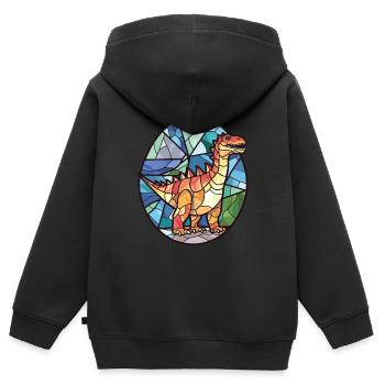 Dinosaurier Bunte Aquarell-Tierillustration - Kinder Premium Organic Zip Hoodie - Schwarz - Hinten - AI Model Kid Male (0cm)
