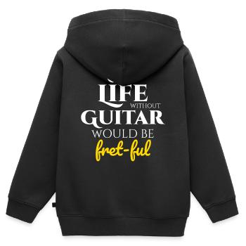 Fret-fully Funny: Célébrer la vie avec des guitares - Sweat Premium à capuche zippé enfant bio - noir - Dos - AI Model Kid Male (0cm)