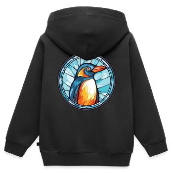 Pinguin Bunte Aquarell-Tierillustration - Kinder Premium Organic Zip Hoodie - Schwarz - Hinten - AI Model Kid Male (0cm)