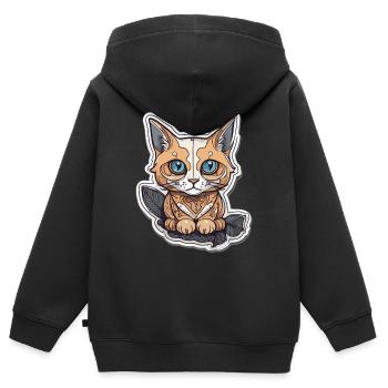 Ancient Cat - Kinder Premium Organic Zip Hoodie - Schwarz - Hinten - AI Model Kid Male (0cm)
