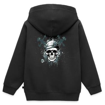 Piratenkopf Nr. 3 - Kinder Premium Organic Zip Hoodie - Schwarz - Hinten - AI Model Kid Male (0cm)