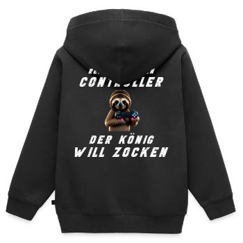 Zocken Konsole Faultier Gamer Zocker Gaming König - Kinder Premium Organic Zip Hoodie - Schwarz - Hinten - AI Model Kid Male (0cm)