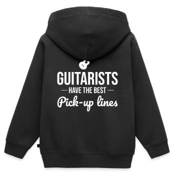 Strumming mit Stil: Die "Pick-Up"-Linien der Gitarristen - Kinder Premium Organic Zip Hoodie - Schwarz - Hinten - AI Model Kid Male (0cm)