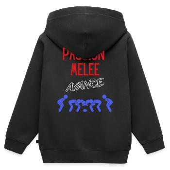 Passion mêlée rugby federal - Sweat Premium à capuche zippé enfant bio - noir - Dos - AI Model Kid Male (0cm)