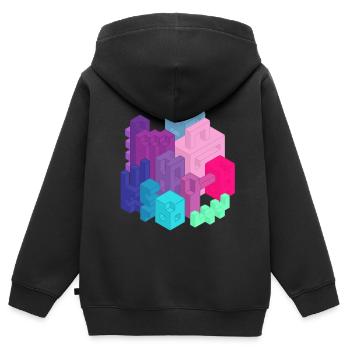 Ville moderne - Sweat Premium à capuche zippé enfant bio - noir - Dos - AI Model Kid Male (0cm)