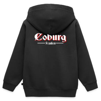 Coburg - Kinder Premium Organic Zip Hoodie - Schwarz - Hinten - AI Model Kid Male (0cm)