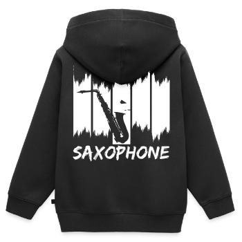 Saxophon Skizze - Kinder Premium Organic Zip Hoodie - Schwarz - Hinten - AI Model Kid Male (0cm)