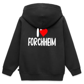 Forchheim - Kinder Premium Organic Zip Hoodie - Schwarz - Hinten - AI Model Kid Male (0cm)