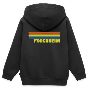 Forchheim - Kinder Premium Organic Zip Hoodie - Schwarz - Hinten - AI Model Kid Male (0cm)