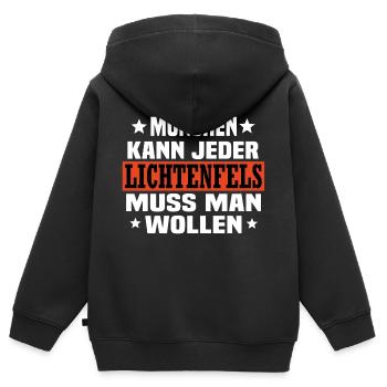 Lichtenfels - Kinder Premium Organic Zip Hoodie - Schwarz - Hinten - AI Model Kid Male (0cm)